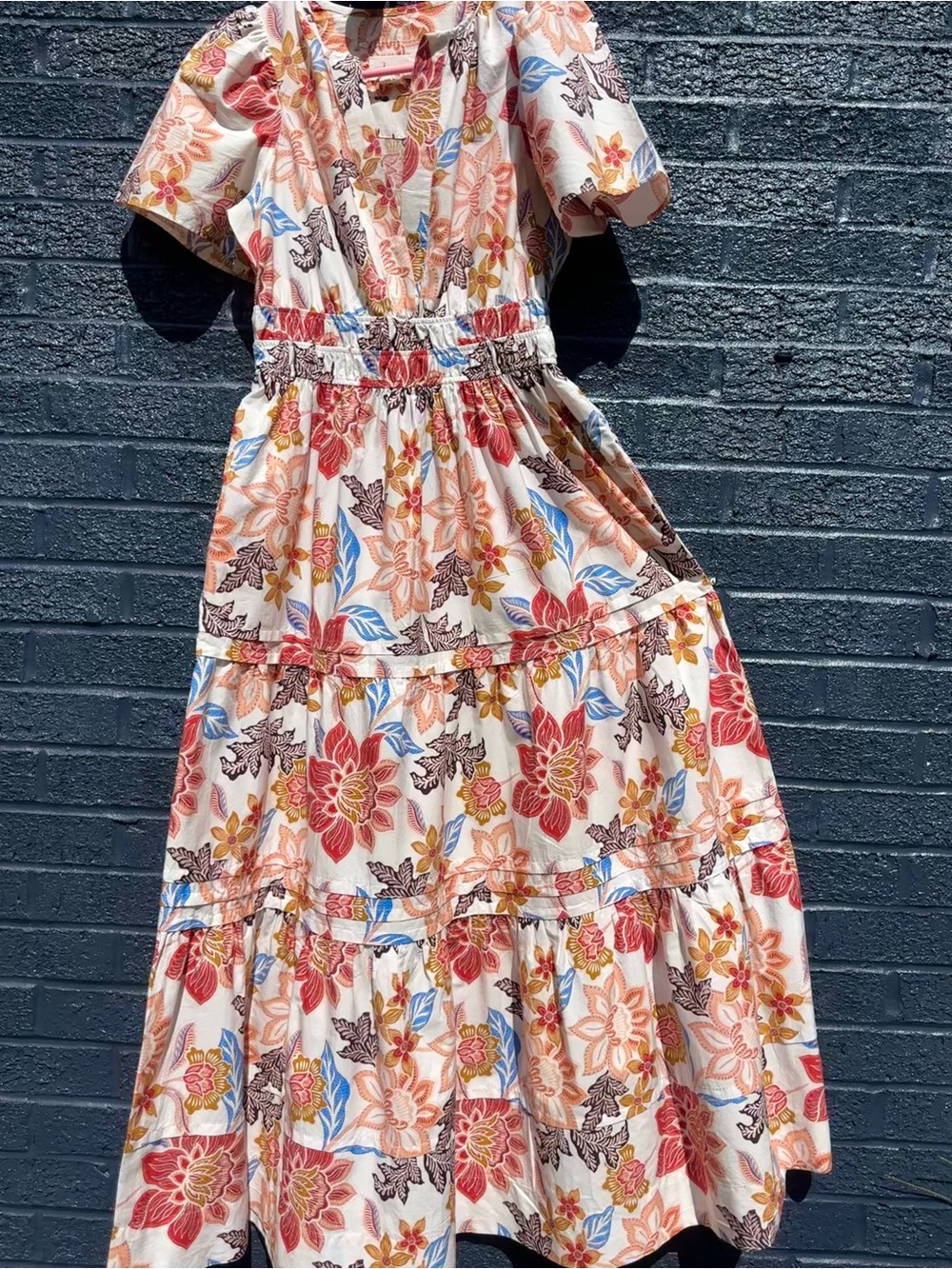 Anthropologie The Somerset Maxi Dress Floral Botanical Red - white
